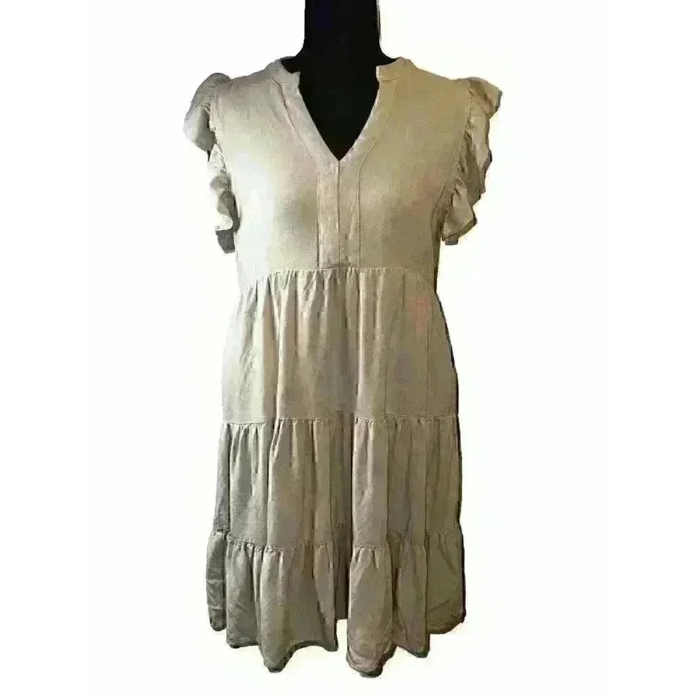 Mint Julep Shop‎ the Mint Ivory Tiered Dress Size Medium - Picture 2 of 9